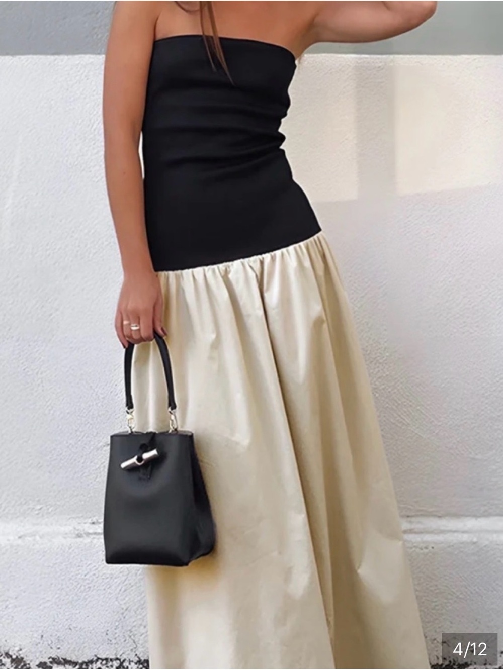 ☀️ SUMMER CLEARANCE 🛍️ Commense Black and Cream Strapless Maxi Dress